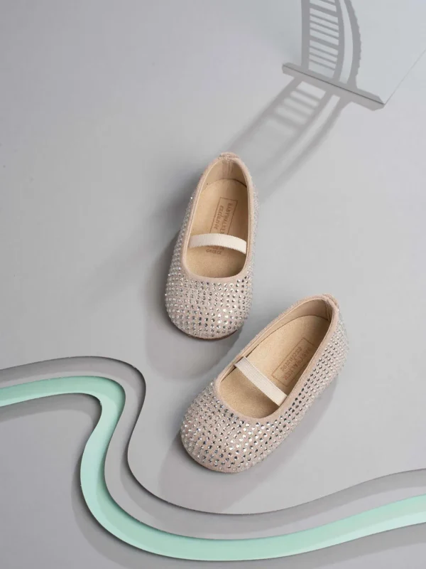 Babywalker Swarovski Crystal All Over Decorated Suede Ballerinas<Tutu du Monde Fashion